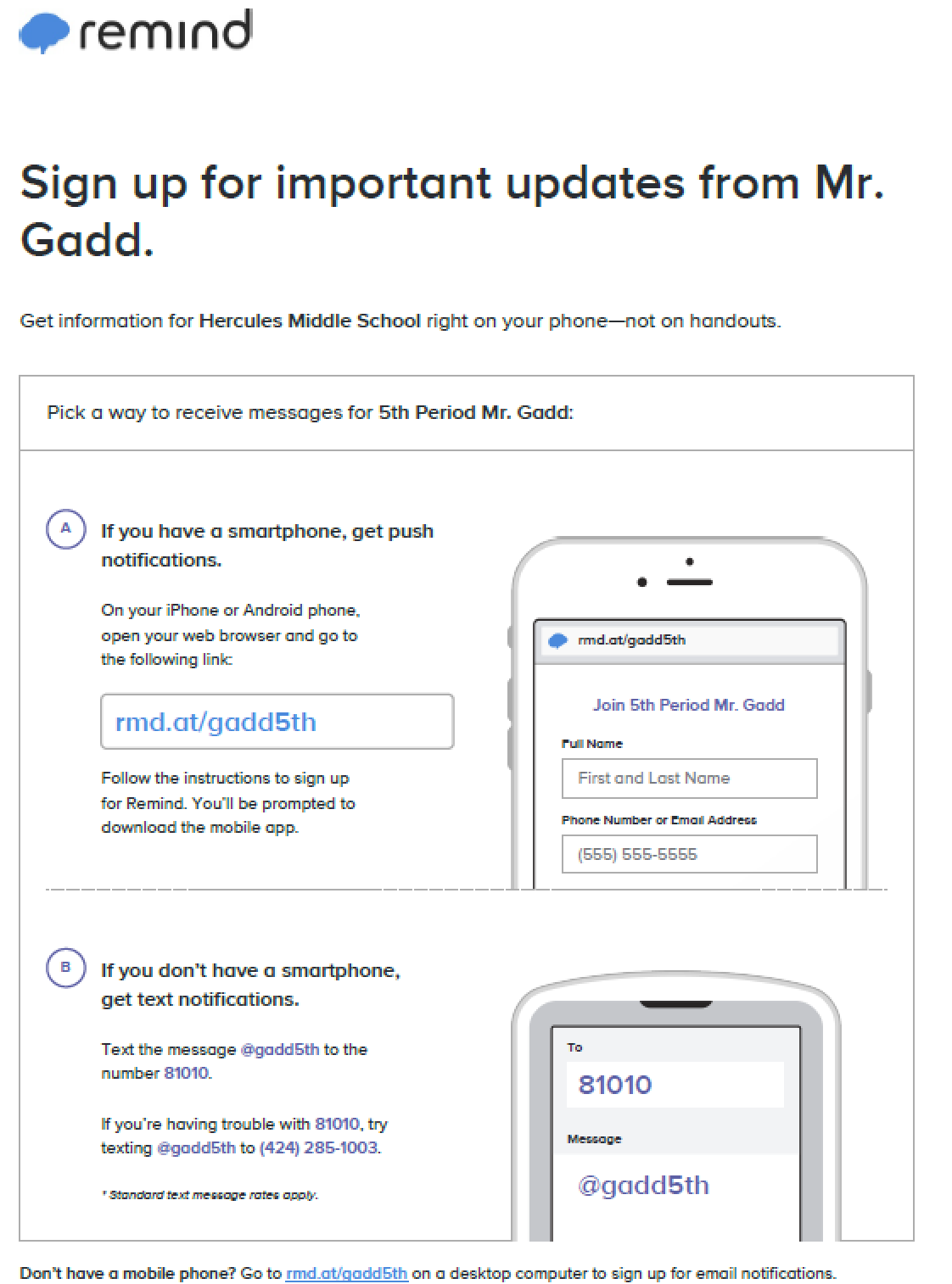 Sign up for Mr. Gadd's remind.com service at rmd.at/gadd5th