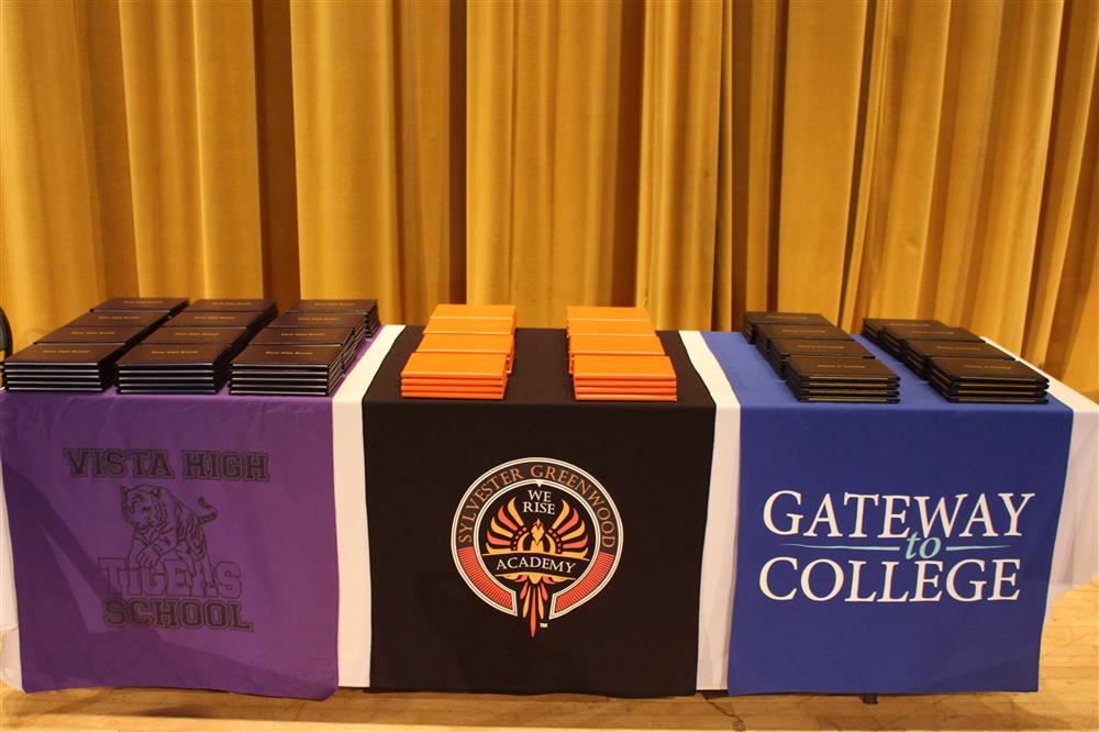  Gateway to College, Vista, Greenwood Academy logos