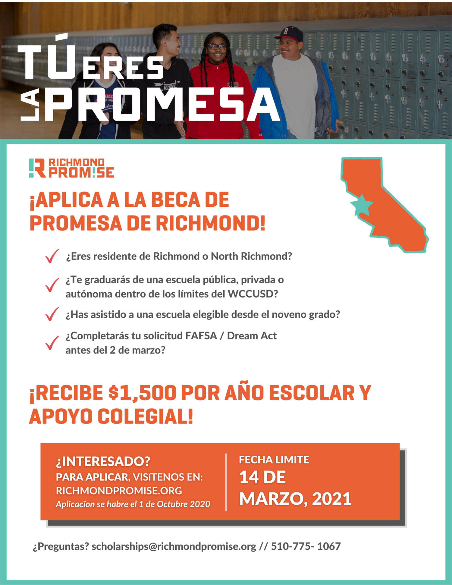 Spanish Richmond Promise Scholarship Flyer 20 21 