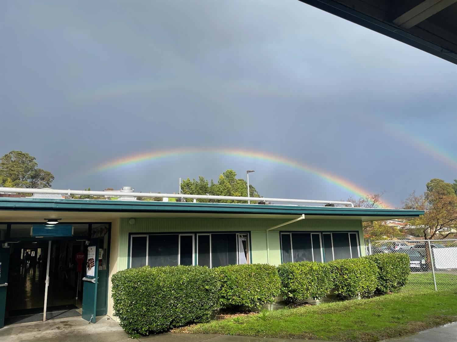  double rainbow over the school